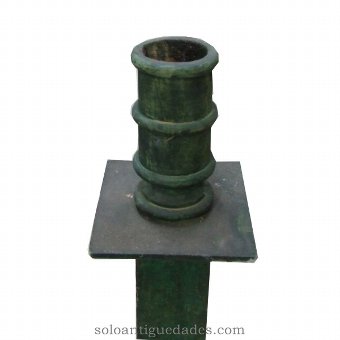 Antique Candle Wood, polychromed in green