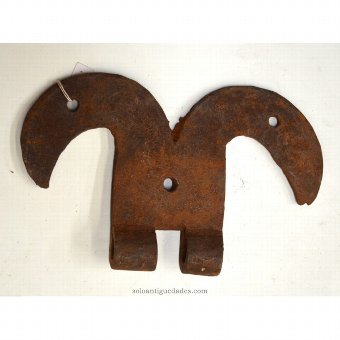 Antique Simple hinge formed by a flat iron strip