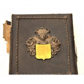 Antique Leather photo album with embossed shield