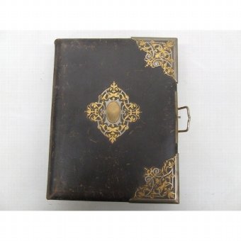 Antique Leather photo album with silver gilt