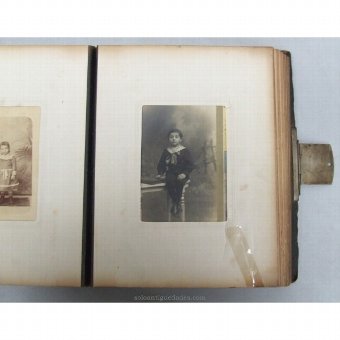Antique Leather photo album with gallant scene