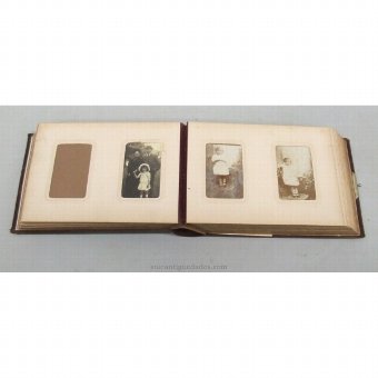 Antique Photo album with leather covers and apply metal