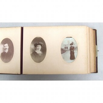 Antique Photo album with leather covers and apply metal