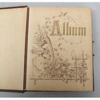 Antique Leather photo album with decorative carved