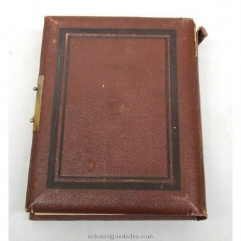 Antique Leather photo album with decorative carved