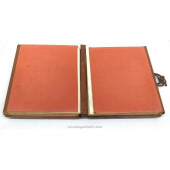 Antique Photo album carved brown leather