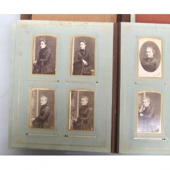 Antique Photo album carved brown leather