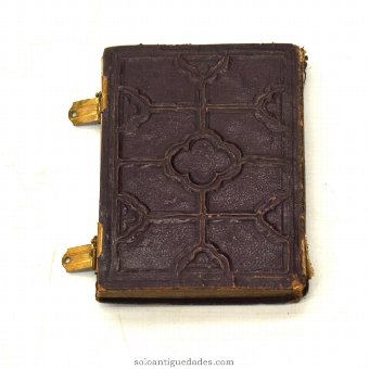 Antique Leather photo album with flower carving