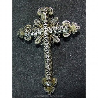 Antique Silver filigree Crucifix