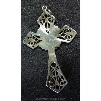 Antique Silver cross with pearl contrary