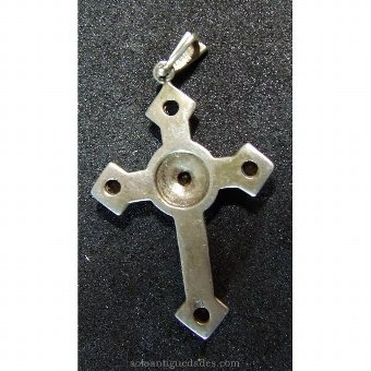 Antique Silver Latin cross with geometric