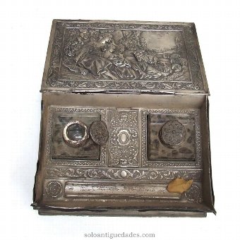 Antique Desktop metal case decorated in relief