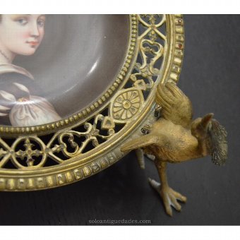 Antique Bowl with enameled lady portrait