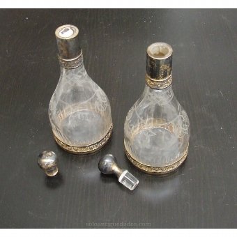 Antique Couple glasses decanters with matching