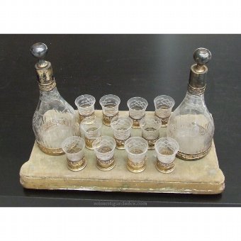 Antique Couple glasses decanters with matching