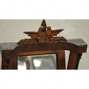Antique Vanity mirror surmounted with two birds carved together by the peak