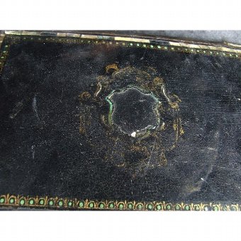 Antique Cardboard photo album inlaid with mother of pearl