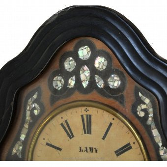 Antique Clock Ox-eye type. Mother of pearl inlays