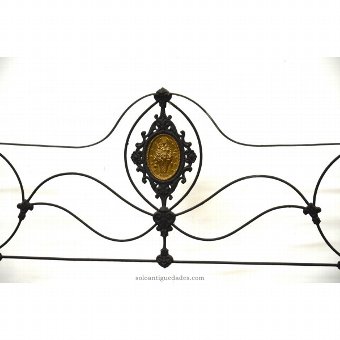 Antique Bed with headboard and footboard in wrought iron