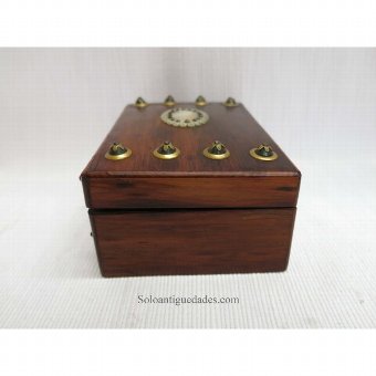 Antique Wooden collection box plated and mother of pearl