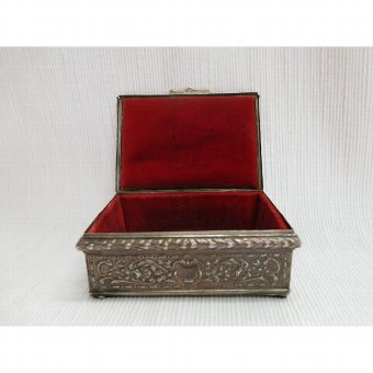Antique Ancient silver box decorated with plant