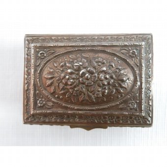 Antique Ancient silver box decorated with plant