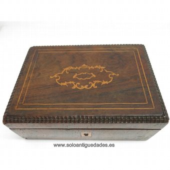 Antique Old wooden box with inlaid decoration