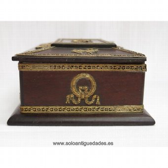 Antique Old jewelry box decorated with sphinxes