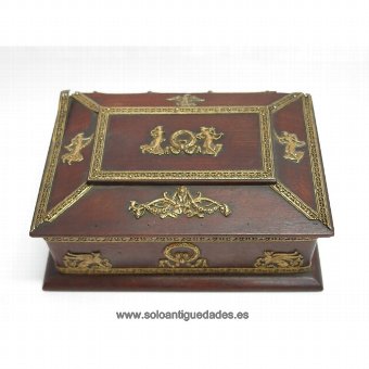Antique Old jewelry box decorated with sphinxes