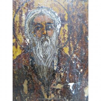 Antique Polychrome wooden Russian Icon