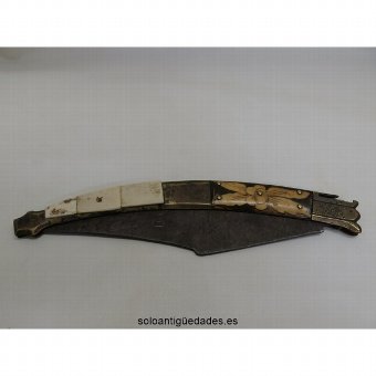 Antique Bone and bronze knife