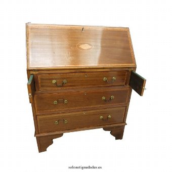 Antique Cosy decorated mahogany desk inlaid