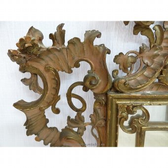 Antique Polychrome wooden baroque mirror