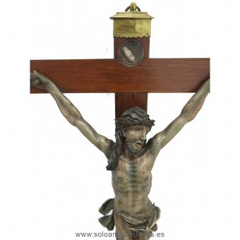Antique Wooden crucifix with lipsanotecas