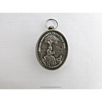 Antique Sainte Germaine locket medallion type Priez Pour Nous