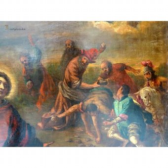 Antique Painting "Martyrdom of St. Stephen" 18th century