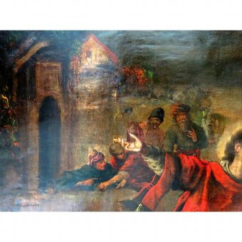 Antique Painting "Martyrdom of St. Stephen" 18th century
