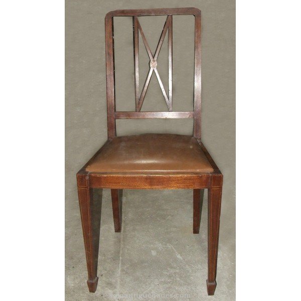 Antique Hepplewhite chair with leather upholstery