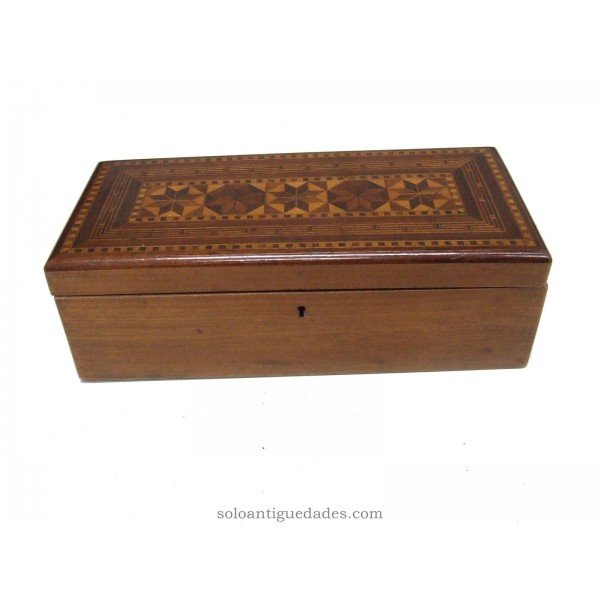 Antique Box of natural wood with inlay