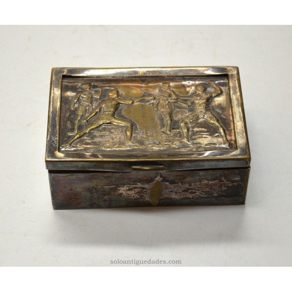 Antique Bronze Box with fencing scene