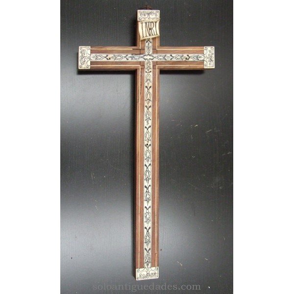 Antique Wooden cross with marquetry
