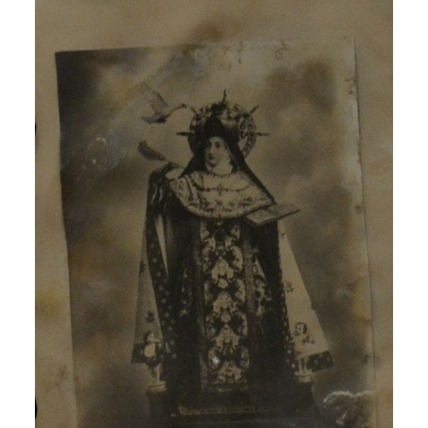 Antique Photography pedestal Virgin