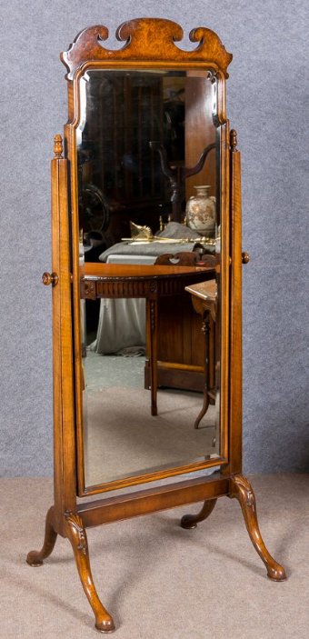 Waring & Gillows Walnut Cheval Mirror