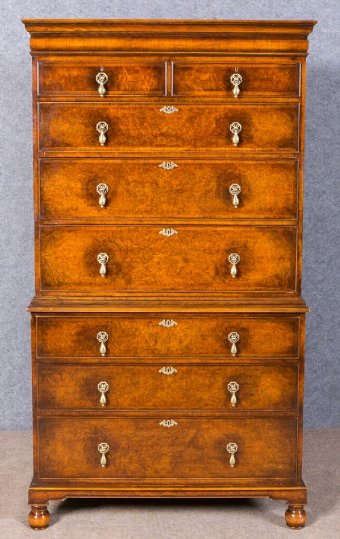 Antique Waring & Gillows Tall Boy Chest on Chest of Drawers