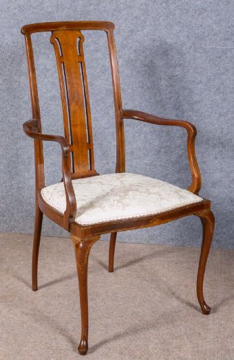 Antique Edwardian Inlaid Elbow Chair