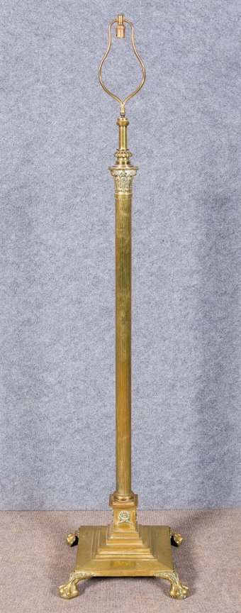 Brass Corinthian Column Standard Lamp