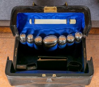 Antique 19thC. Leather & Silver Travelling Vanity Case