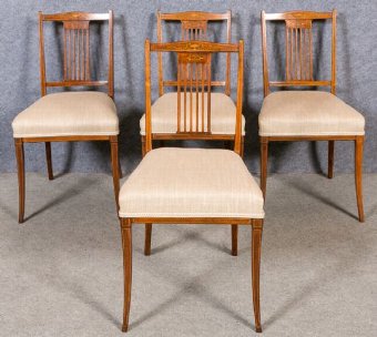 Set of 4 Inlaid Dining Chairs