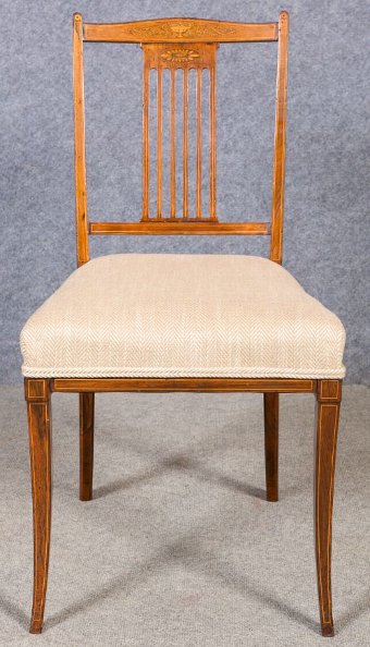 Antique Set of 4 Inlaid Dining Chairs