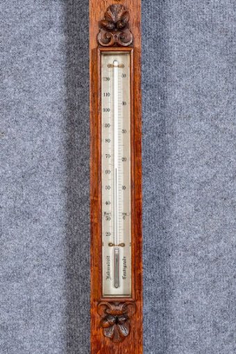 Antique Victorian Carved Oak Stick Barometer
